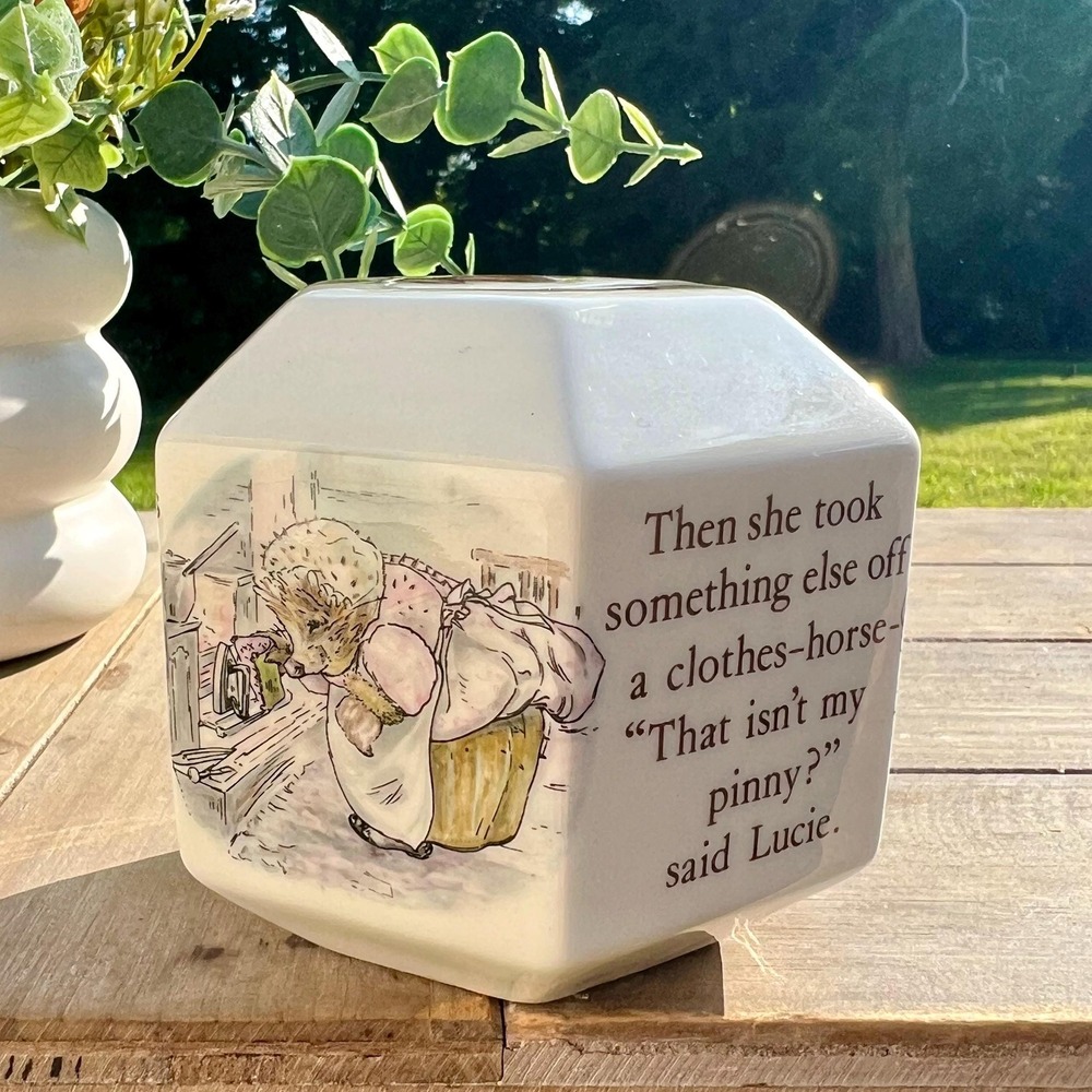 Wedgwood Hexagon Beatrix Potter Themed Money Box -Mrs. Tiggywinkle